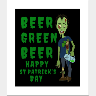 Happy St Patrick's Day Zombie Posters and Art